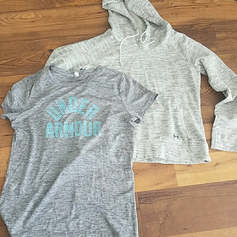 Underarmor Grey Tee and sweatshirt